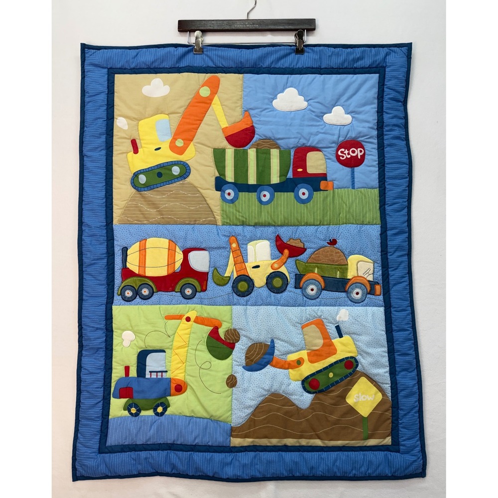 Circo Construction Bedding Set Kids Blue Quilt,Blankets and Mobile Nursery Decor